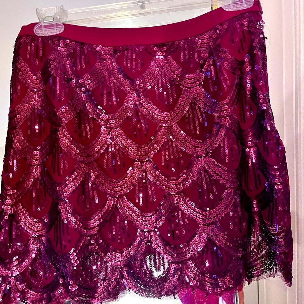 Free People Skirt Sequin dark pink/maroon color